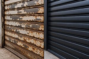 cat rolling door mengelupas
